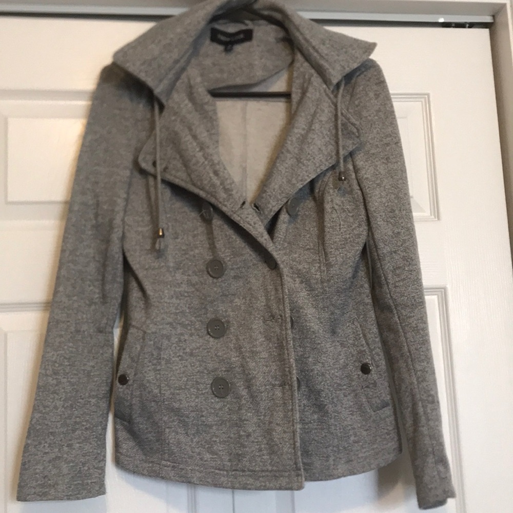 Gray Peacoat with a hood